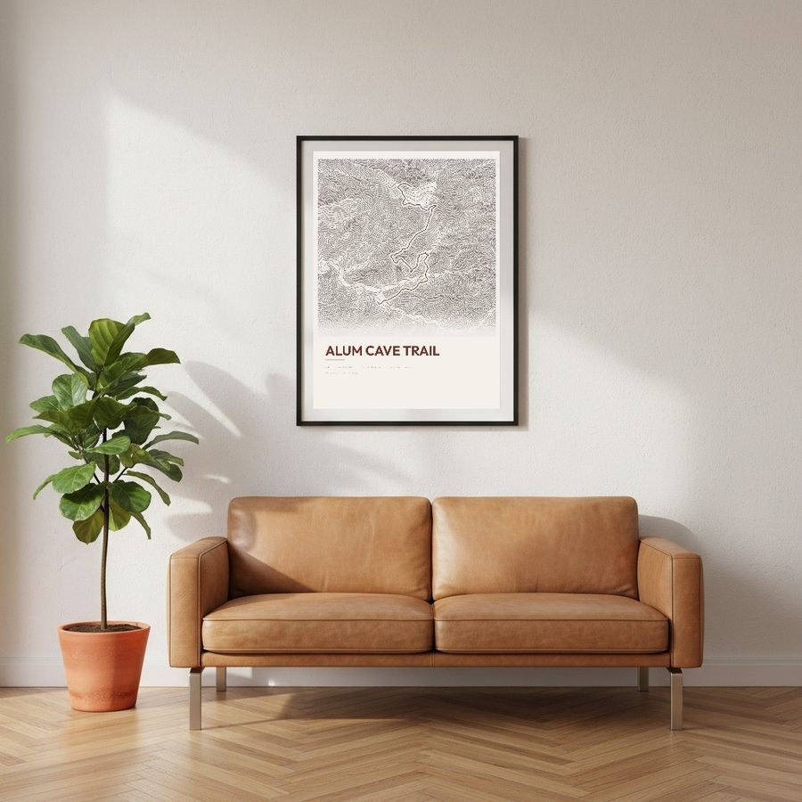 Alum Cave Trail print in a room