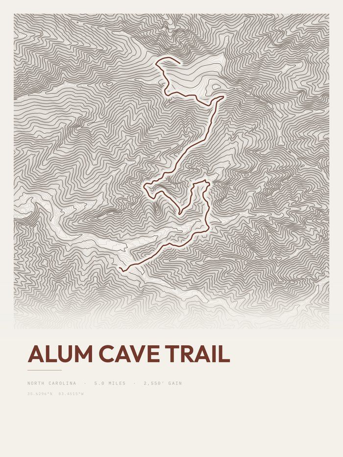 Alum Cave Trail Topographic print
