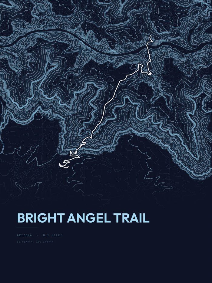 Bright Angel Trail Blueprint print