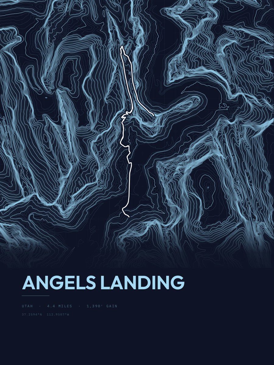 Angels Landing Blueprint print