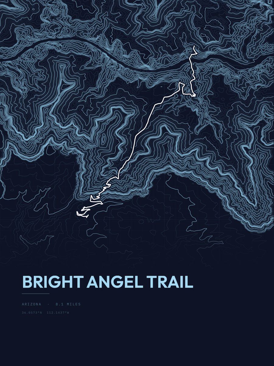Bright Angel Trail Blueprint print