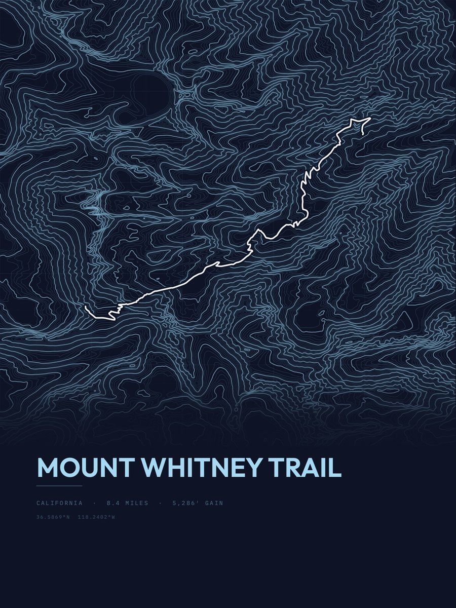 Mount Whitney Blueprint print