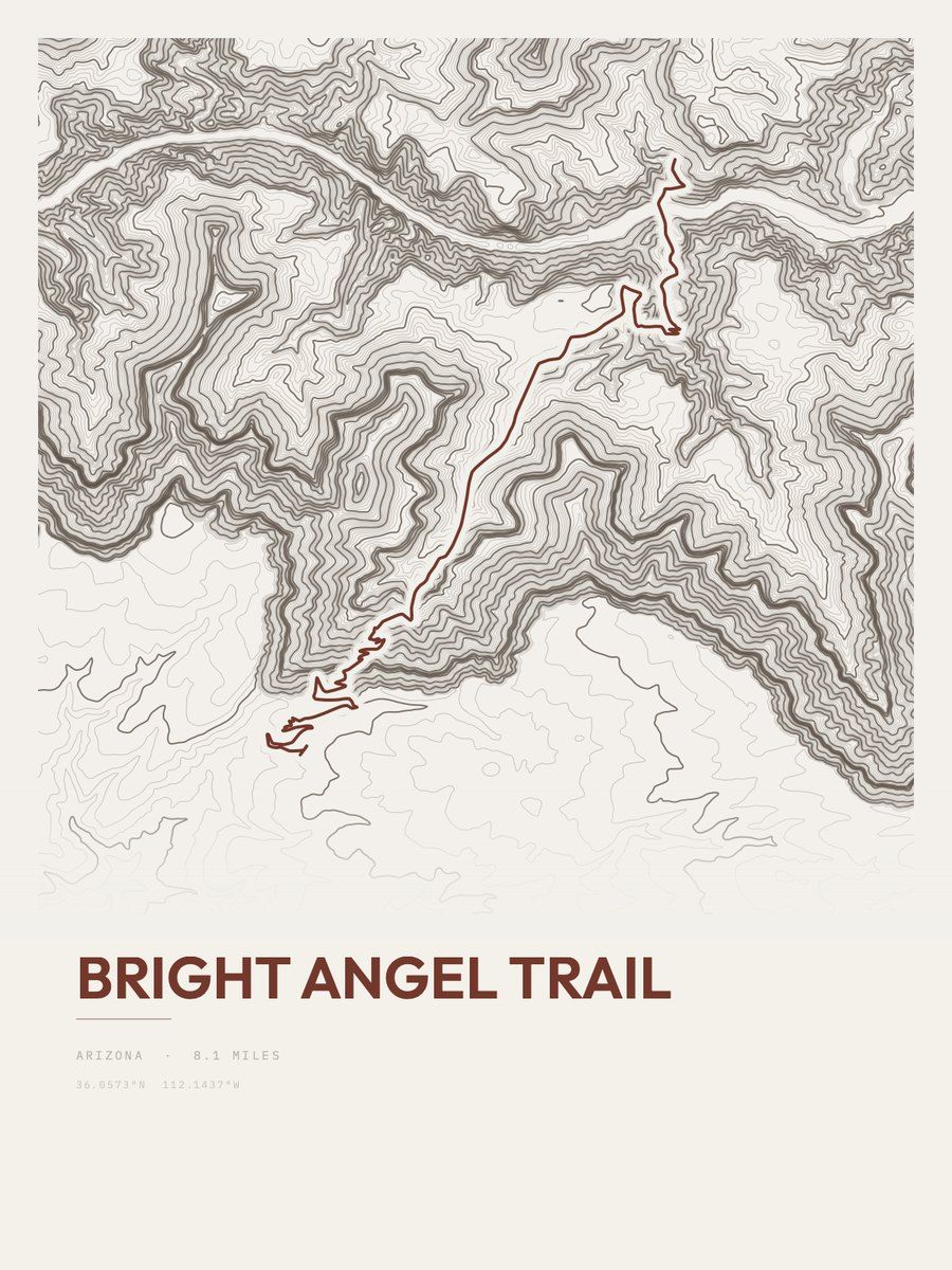 Bright Angel Trail Topographic print