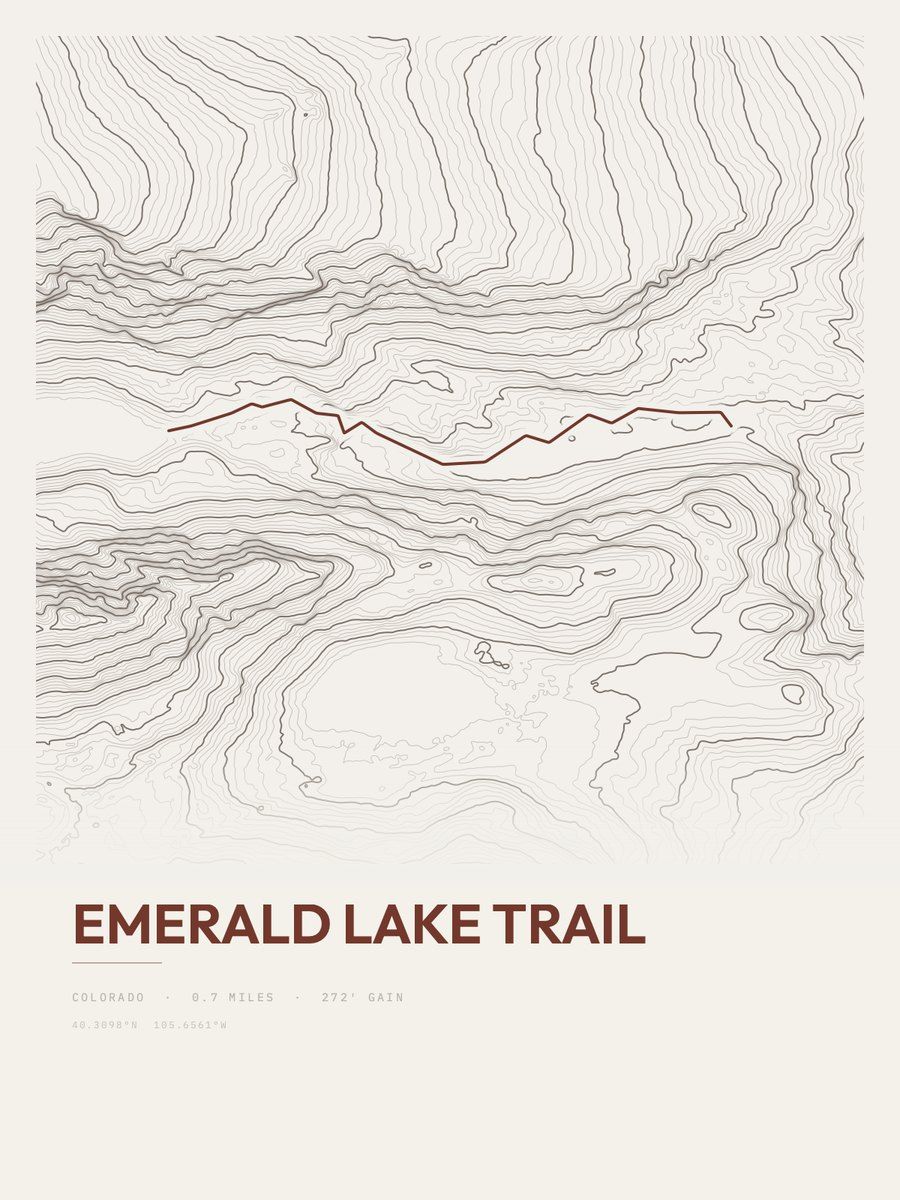 Emerald Lake Topographic print