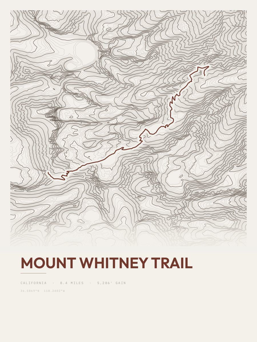 Mount Whitney Topographic print