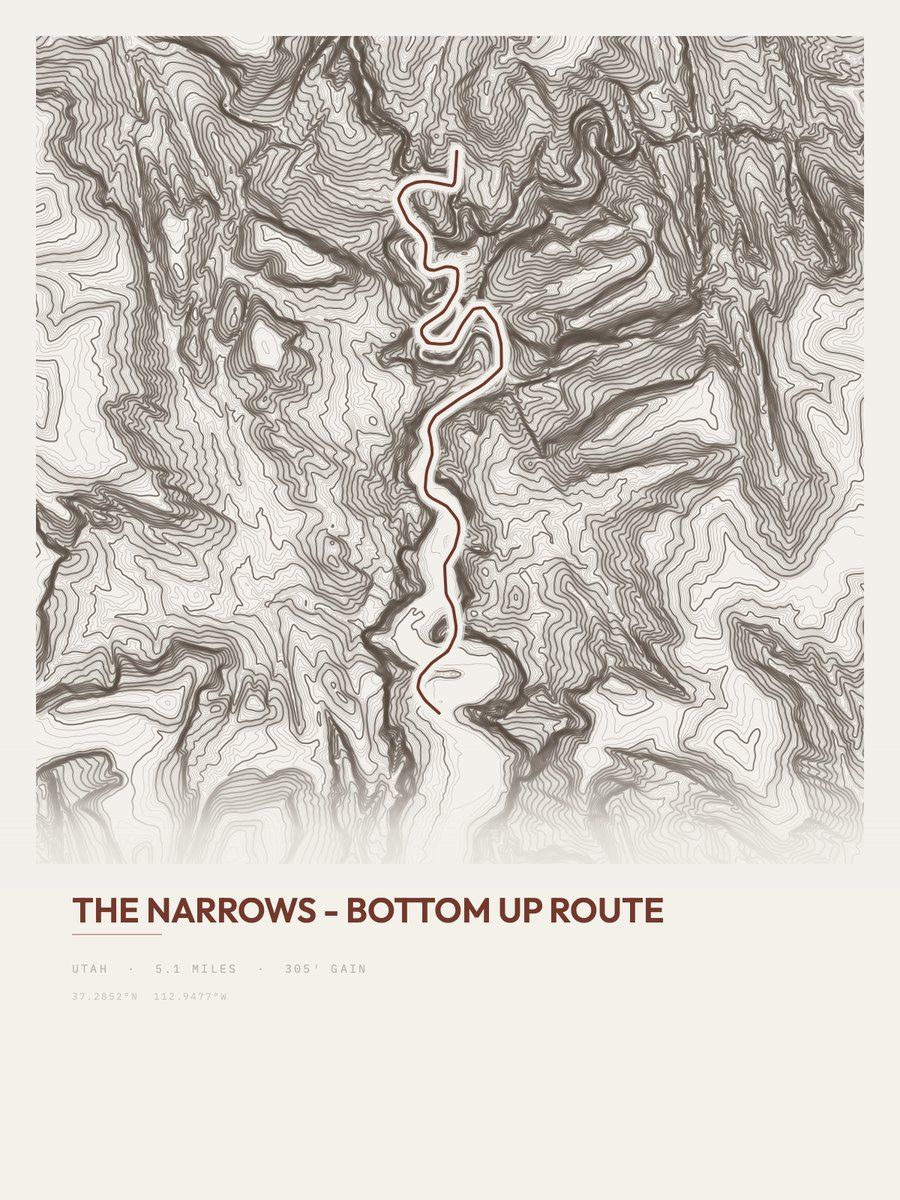 The Narrows Topographic print